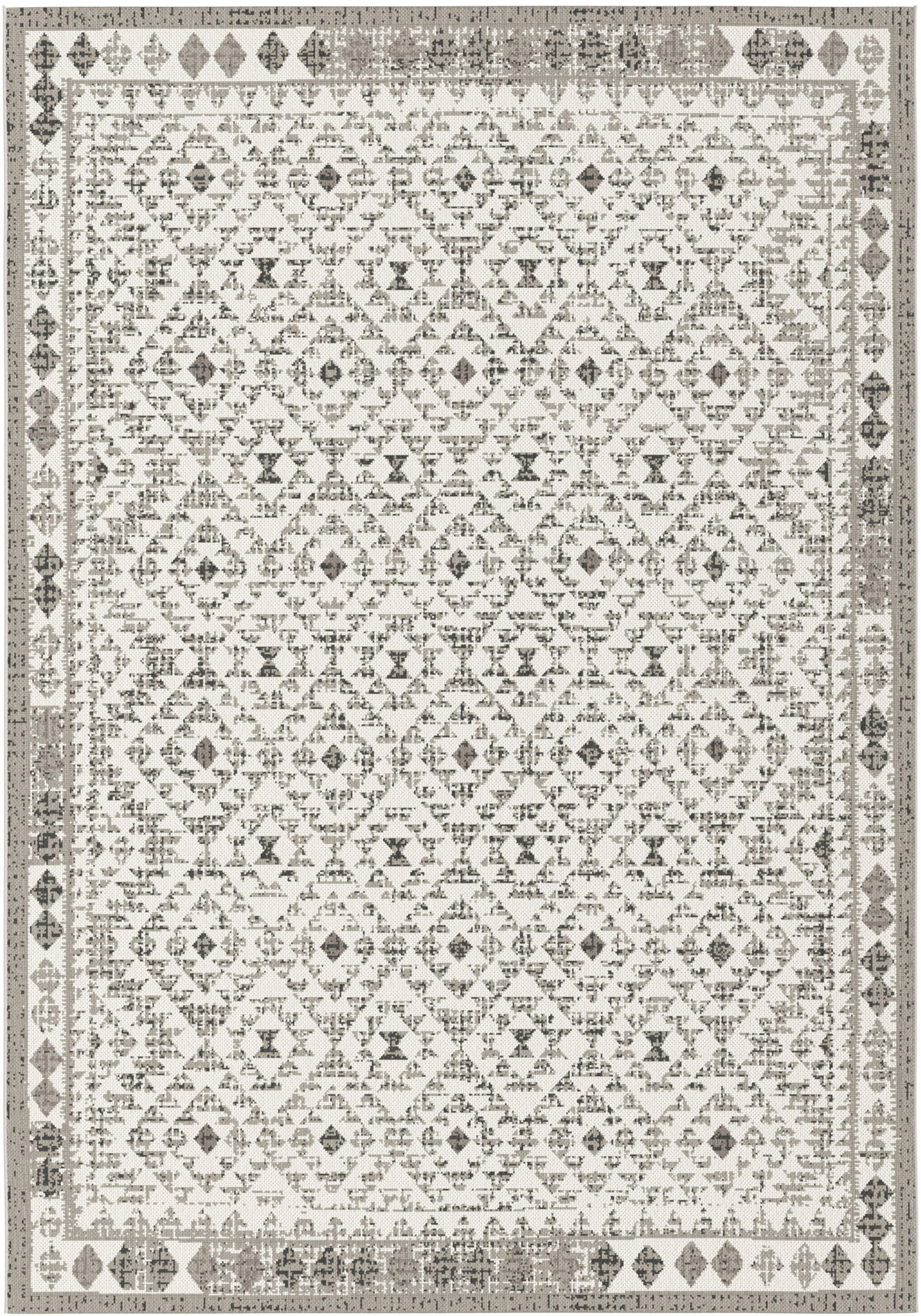Rayne Distressed Diamond Cream Grey Black