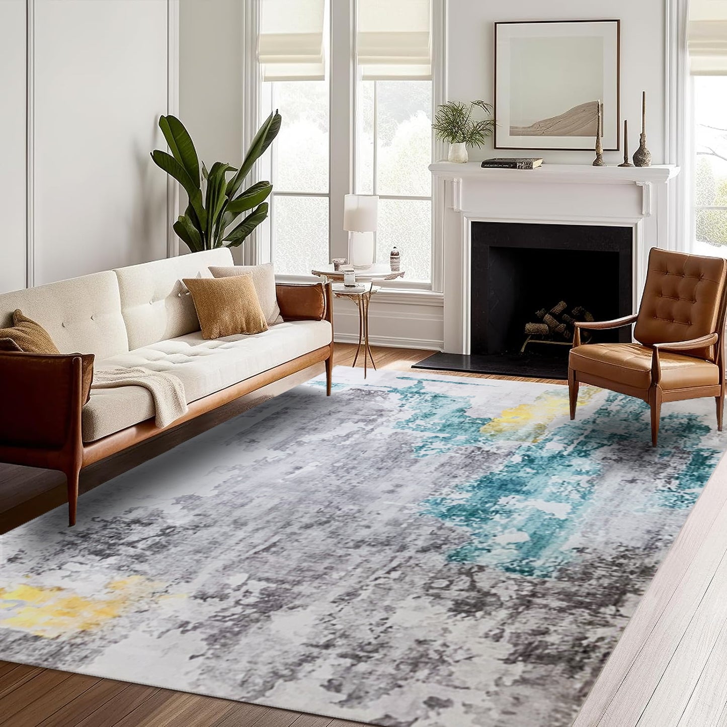 Orion Modern Abstract Design Blue & Yellow