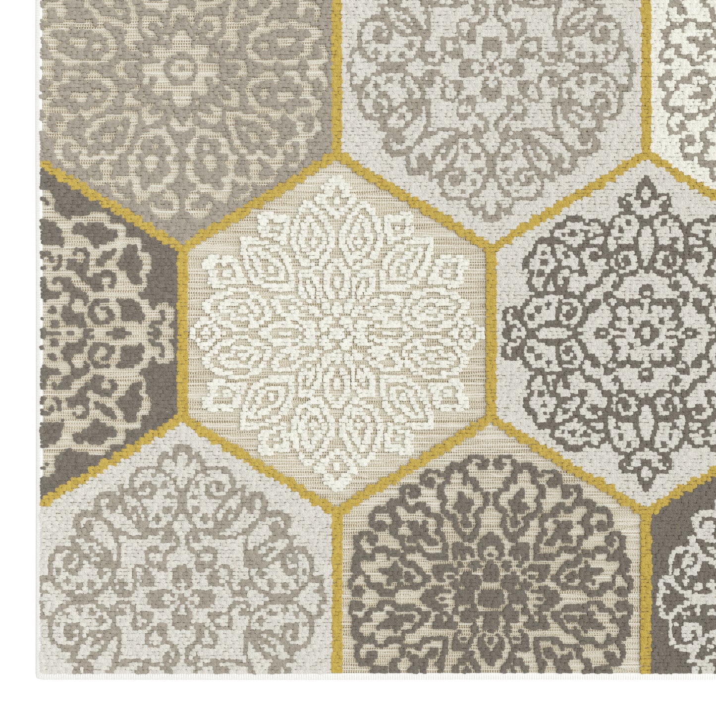 Flow Hexagon Yellow Floral Design