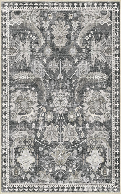 Horizon Charcoal Damask rug — full design