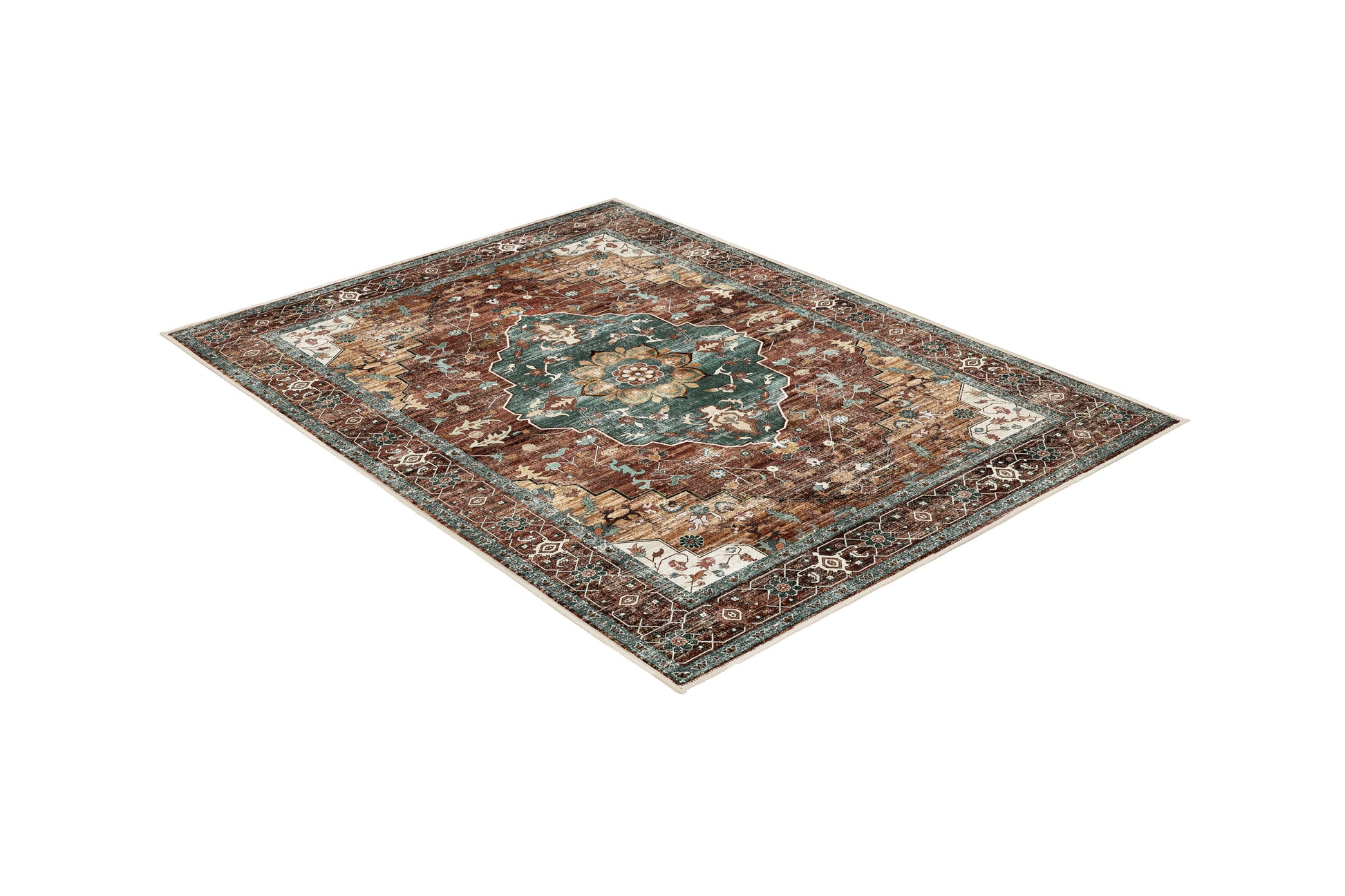 Horizon Copper Medallion rug, angled view