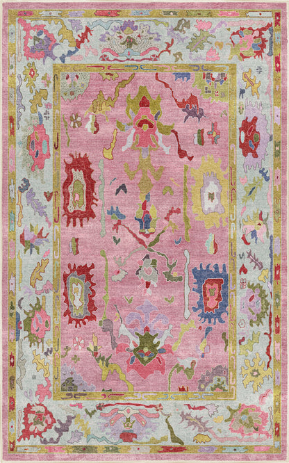 Horizon Pink Oushak rug — full design