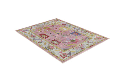 Horizon Pink Oushak rug, angled view
