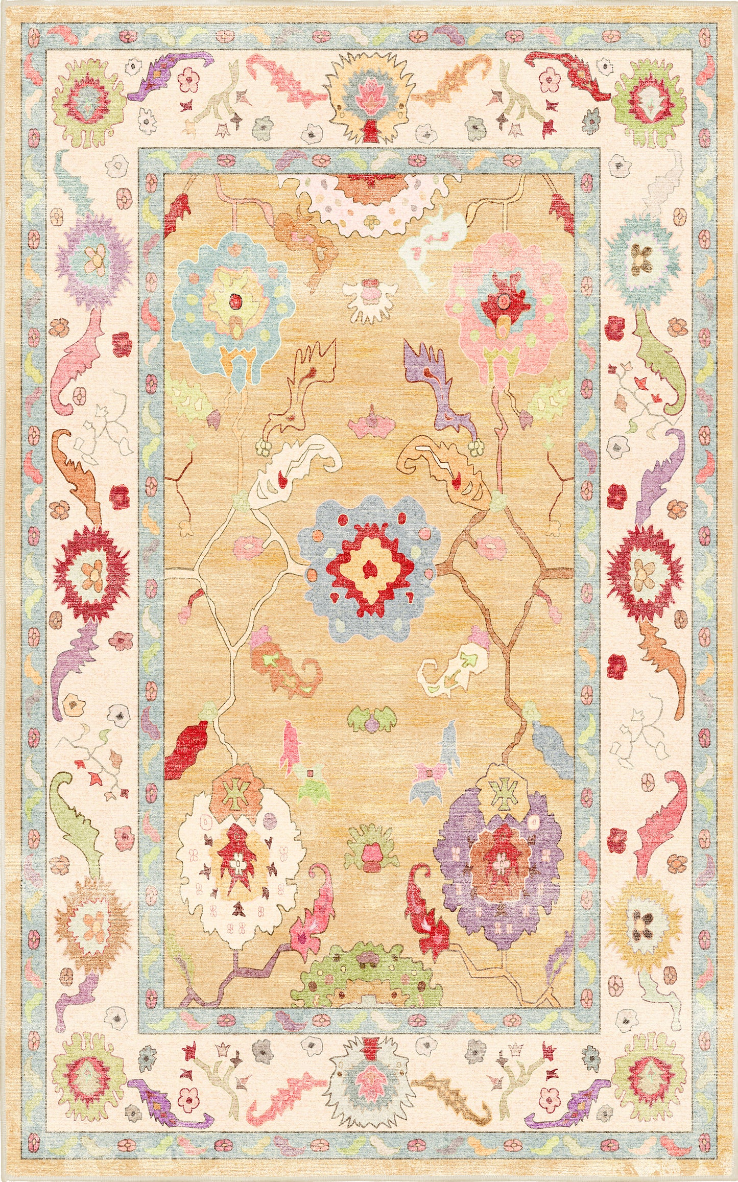 Horizon Golden Oushak rug — full design
