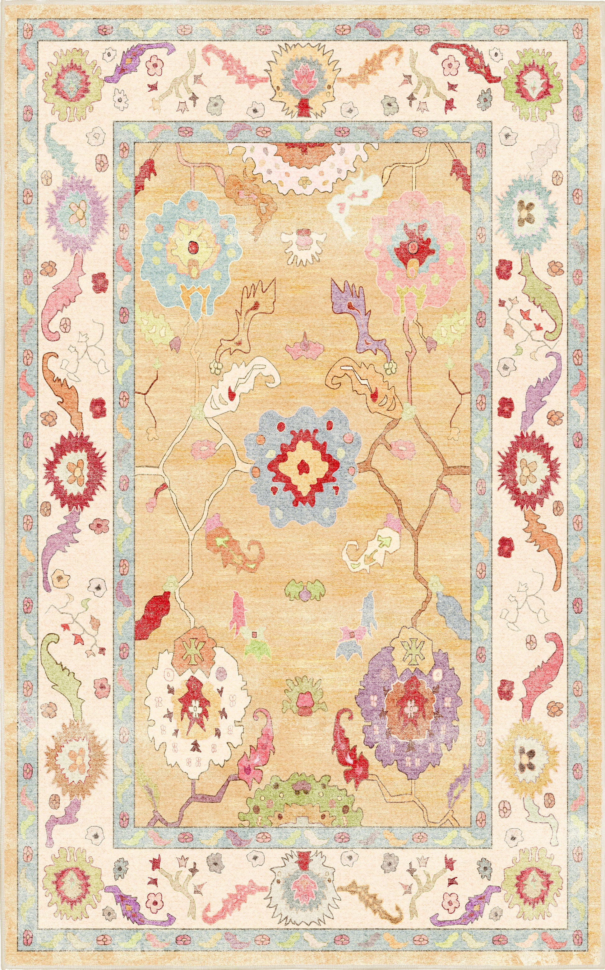 Horizon Golden Oushak rug — full design