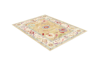 Horizon Golden Oushak rug, angled view