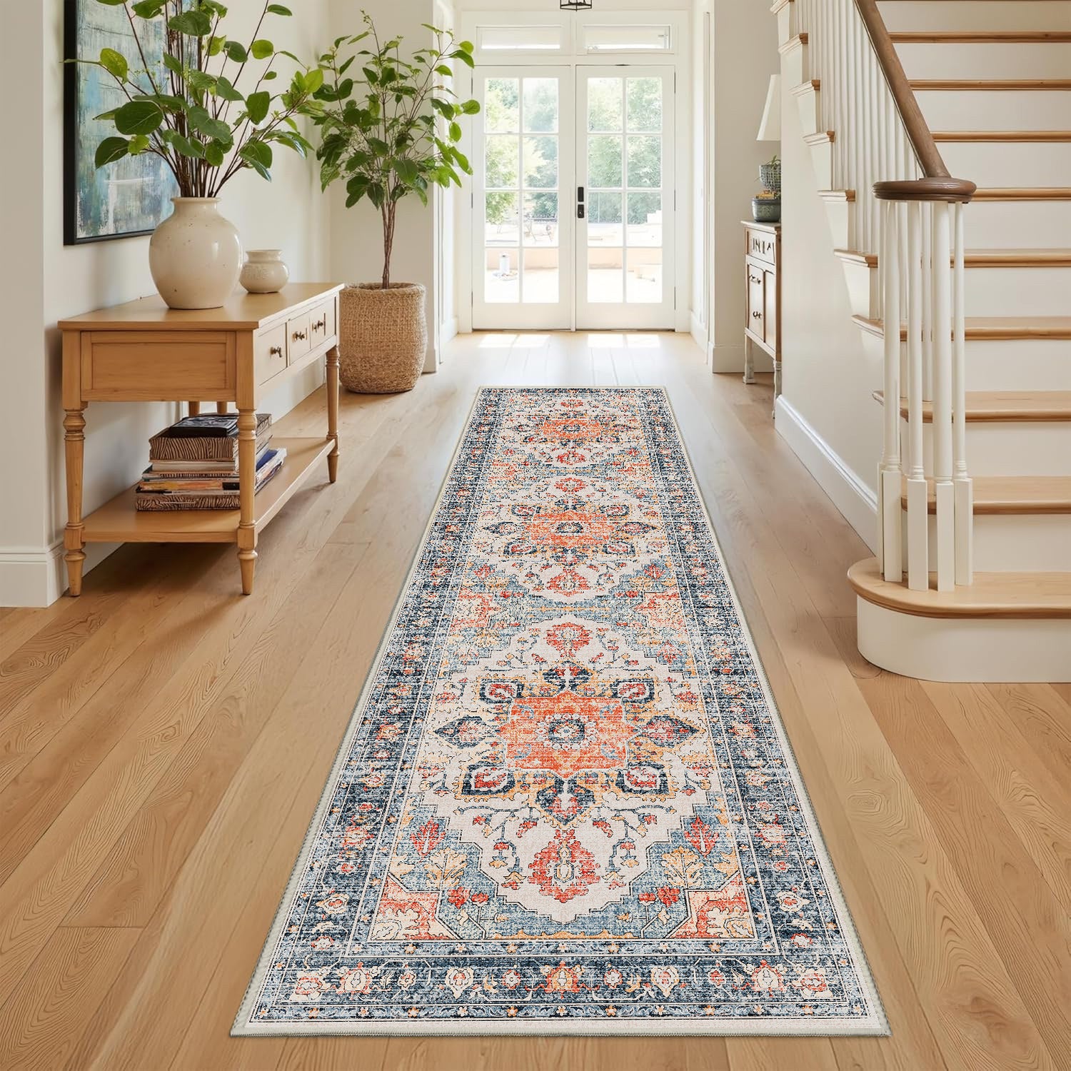 Sabrina Coral Medallion runner rug, 80 x 300 cm, angled
