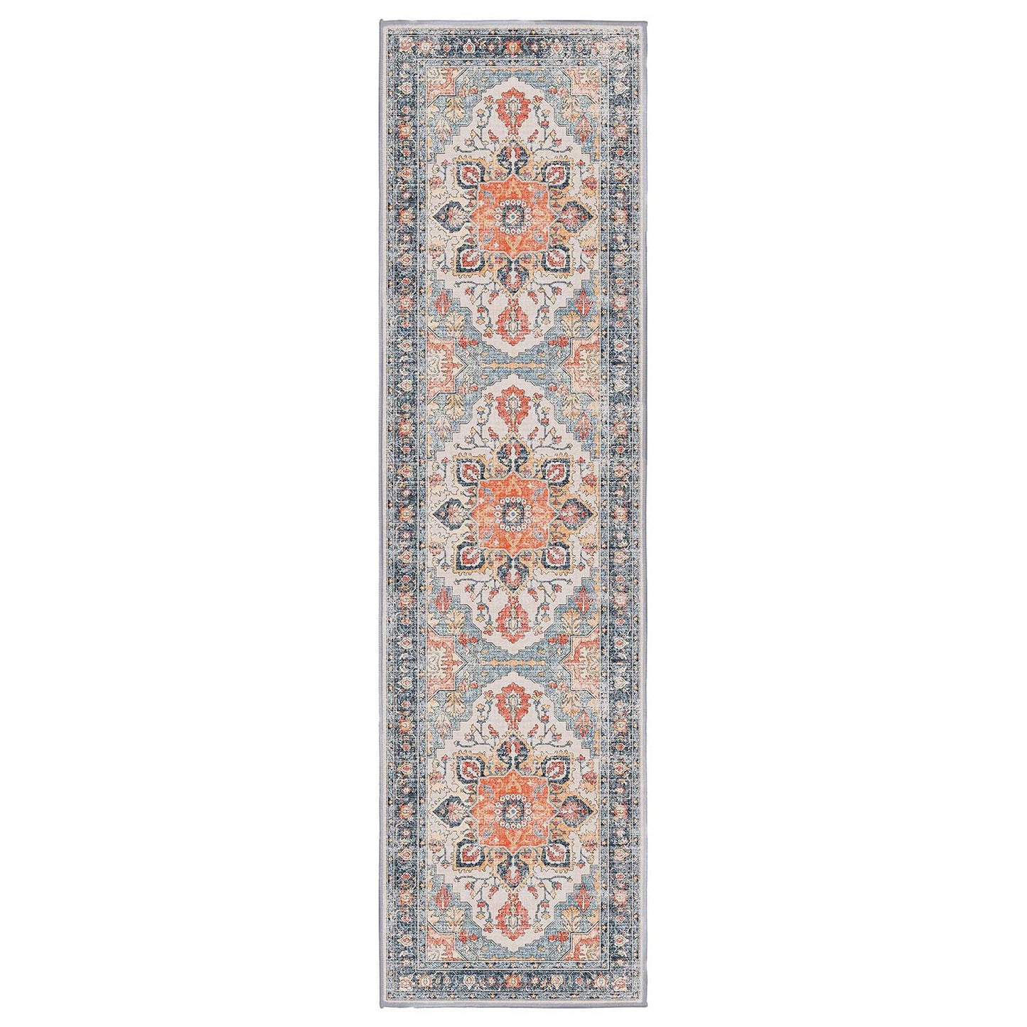 Sabrina Coral Medallion runner rug, 80 x 300 cm, in a hallway