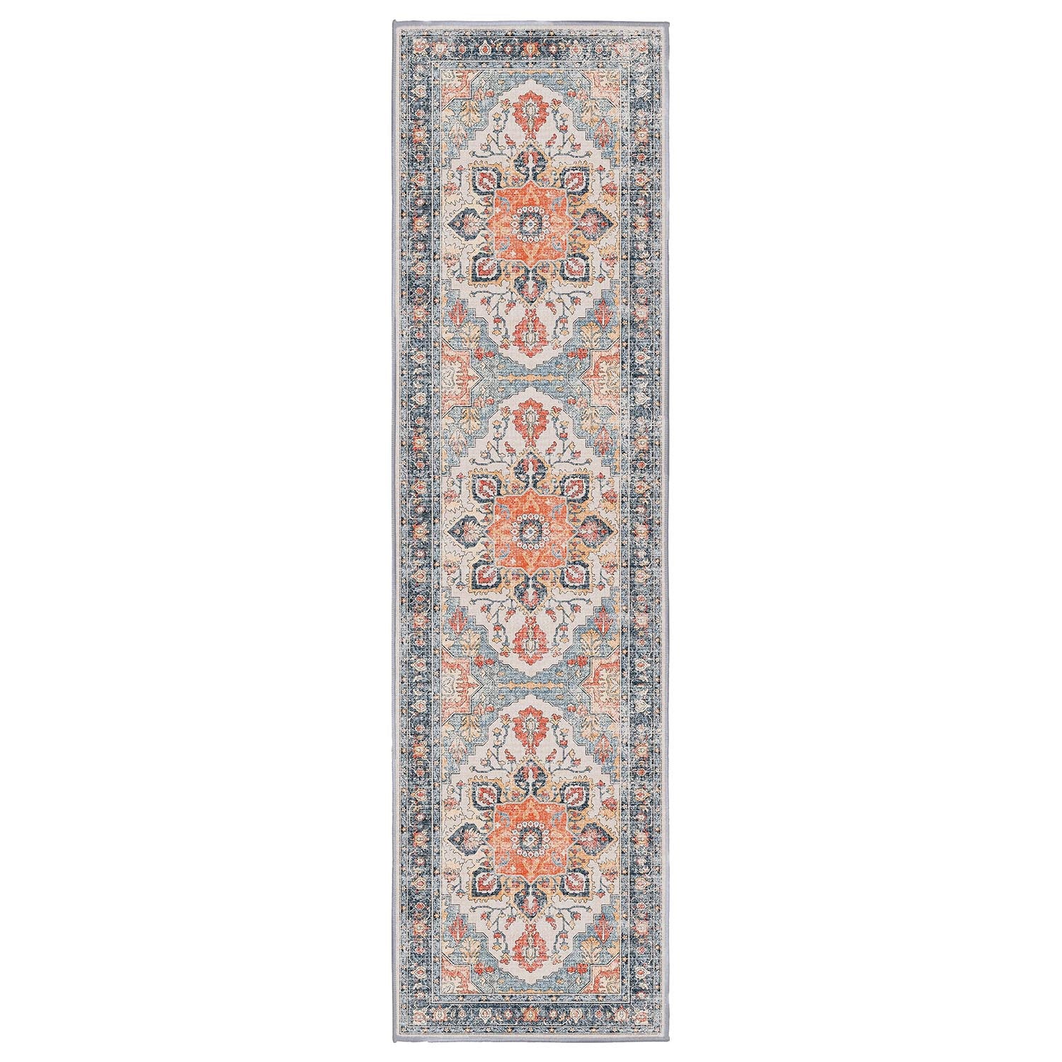 Sabrina Coral Medallion runner rug, 80 x 300 cm, in a hallway