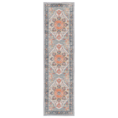 Sabrina Coral Medallion runner rug, 80 x 300 cm, in a hallway