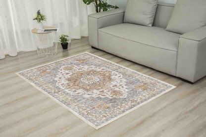 Sabrina Faded Gold rug in a living room