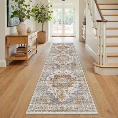 Sabrina Faded Gold runner rug, 80 x 300 cm, angled