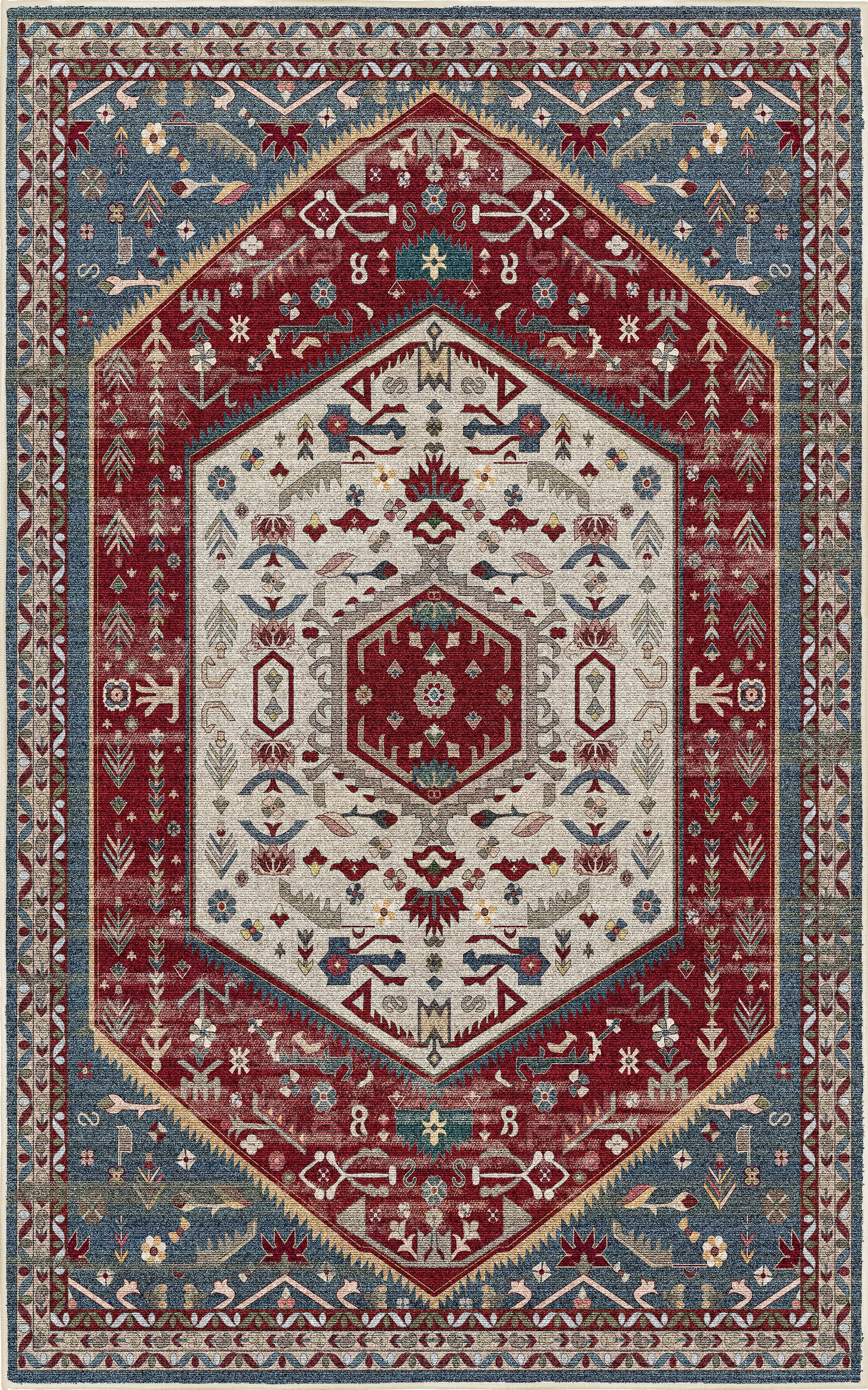 Sabrina Heritage Red rug — full design