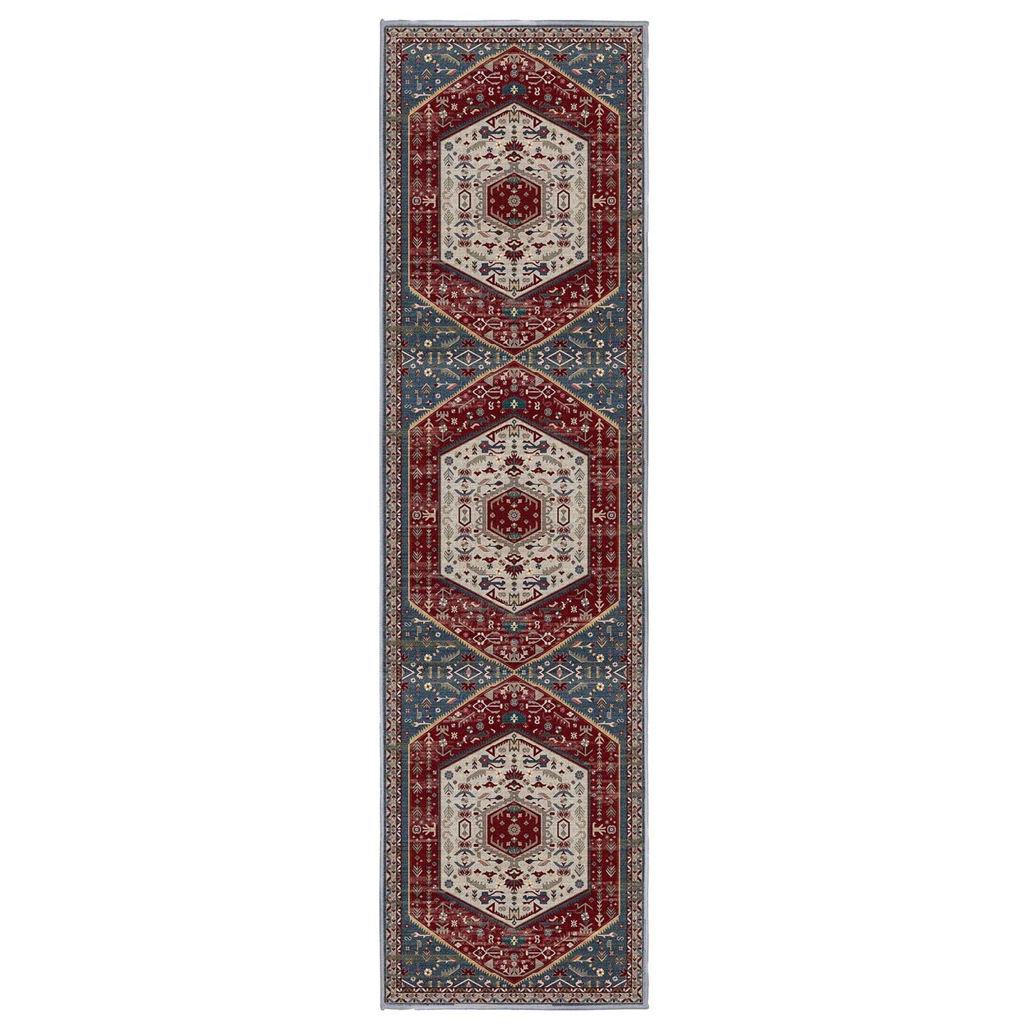 Sabrina Heritage Red runner rug, 80 x 300 cm, in a hallway