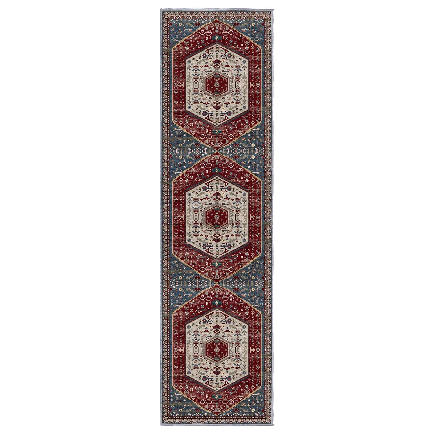 Sabrina Heritage Red runner rug, 80 x 300 cm, in a hallway