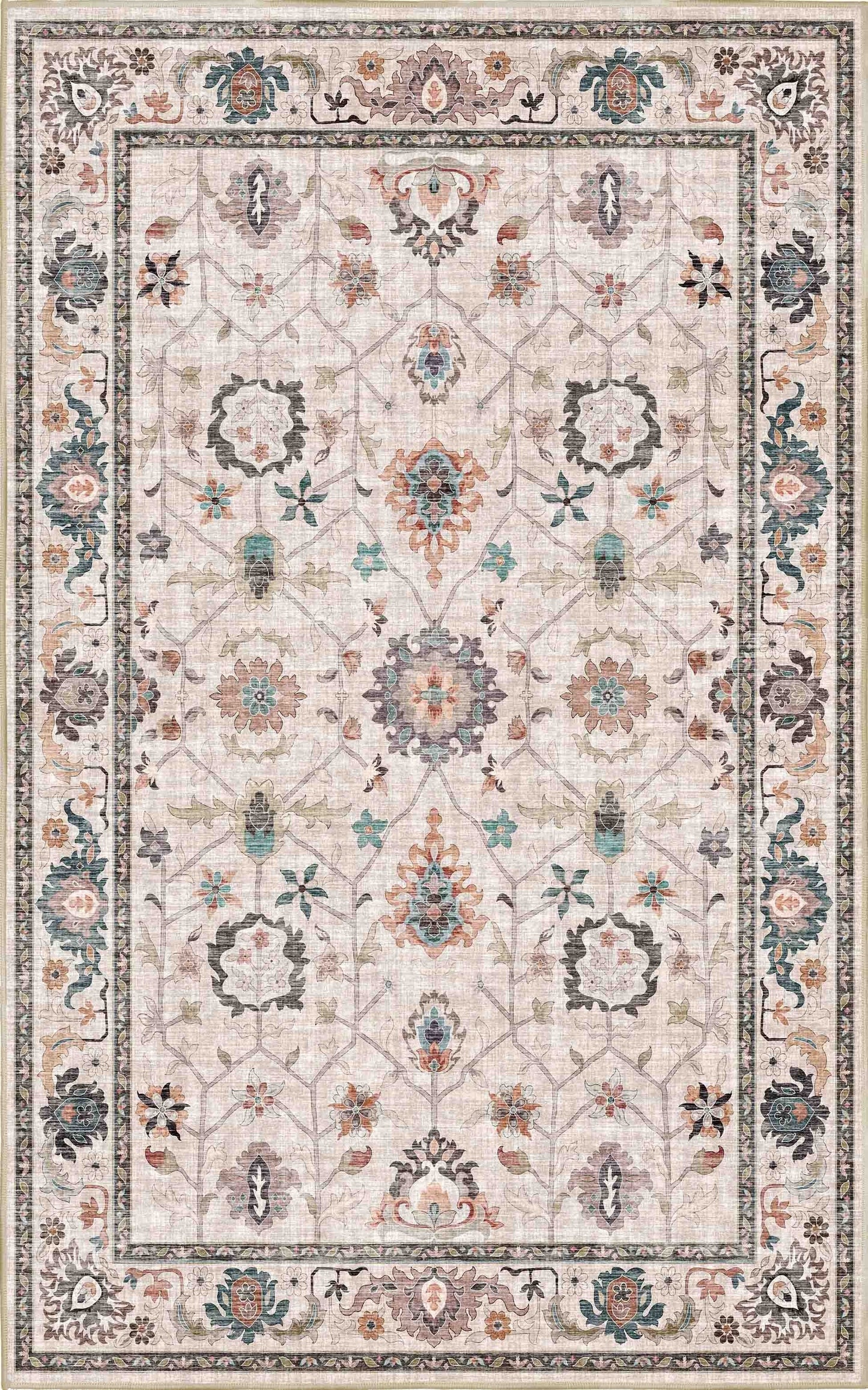 Sabrina Teal Trellis rug — full design