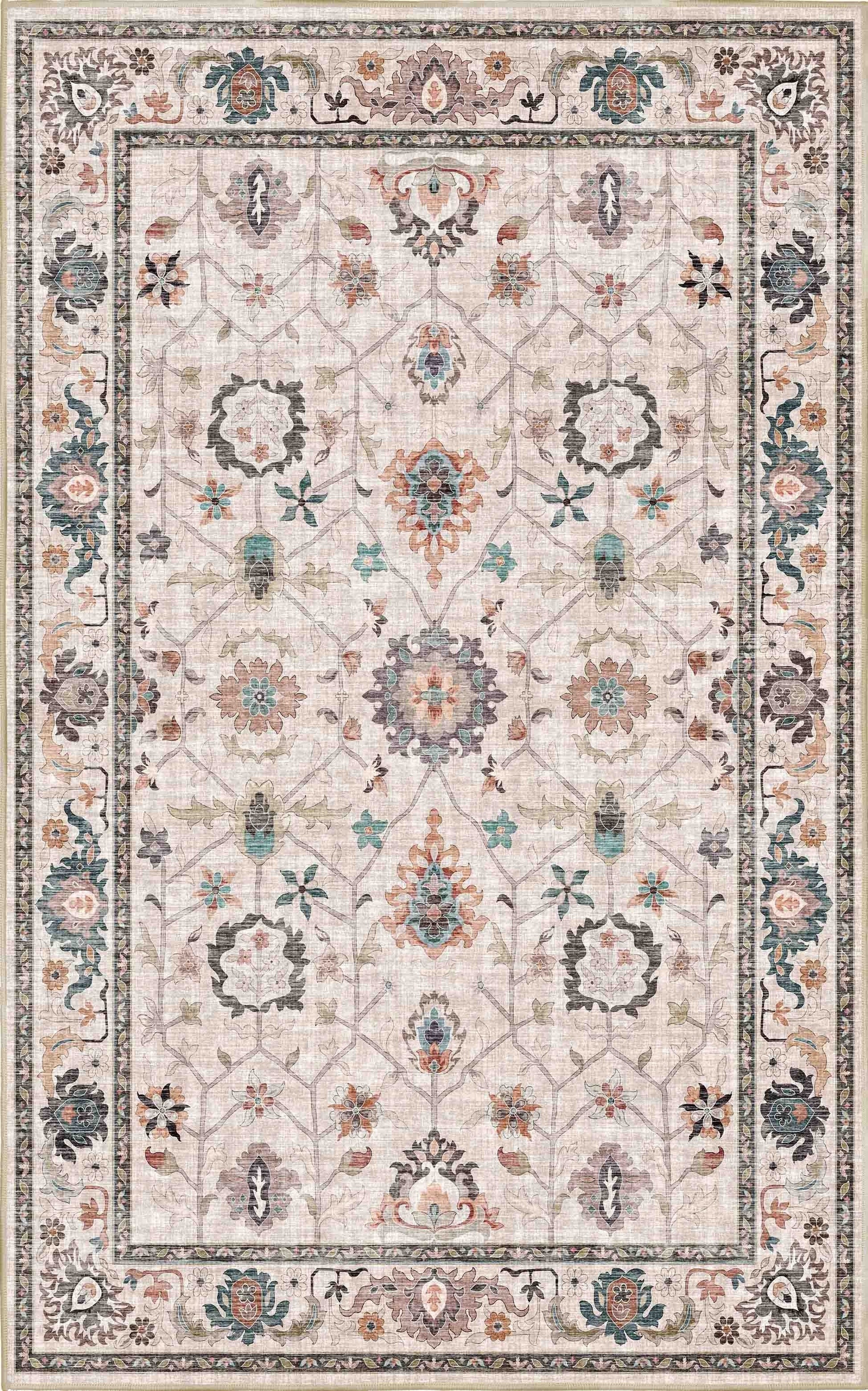 Sabrina Teal Trellis rug — full design