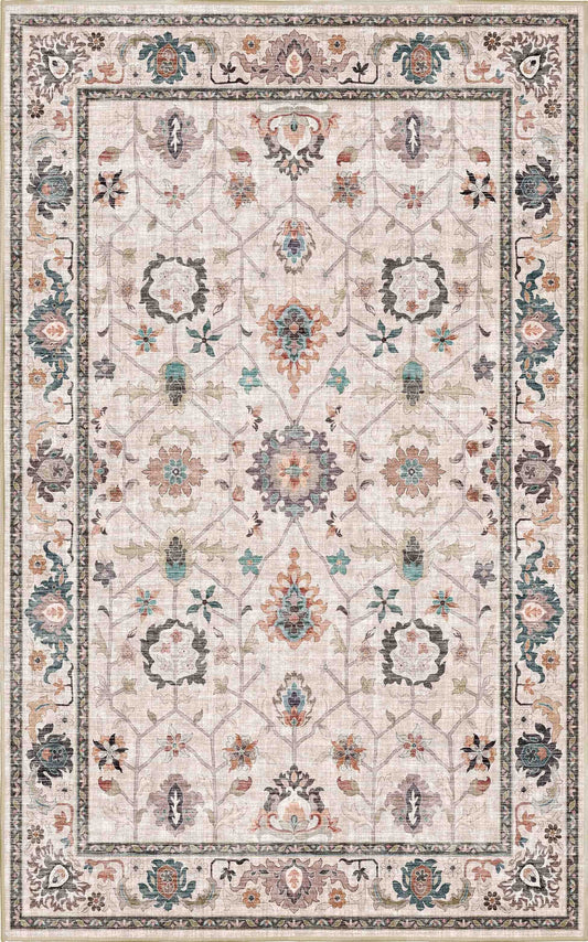 Sabrina Teal Trellis rug — full design