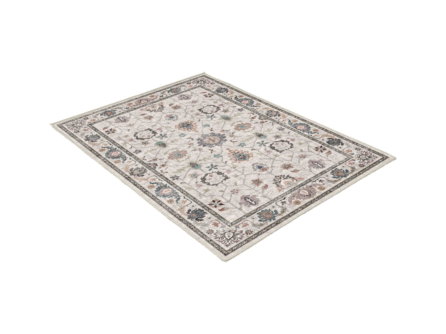 Sabrina Teal Trellis rug, angled view