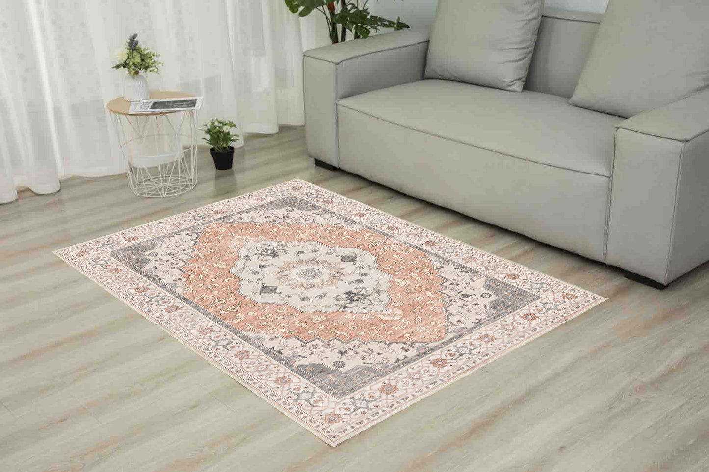 Sabrina Blush Medallion rug in a living room