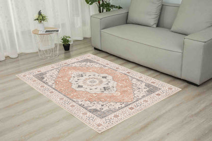 Sabrina Blush Medallion rug in a living room
