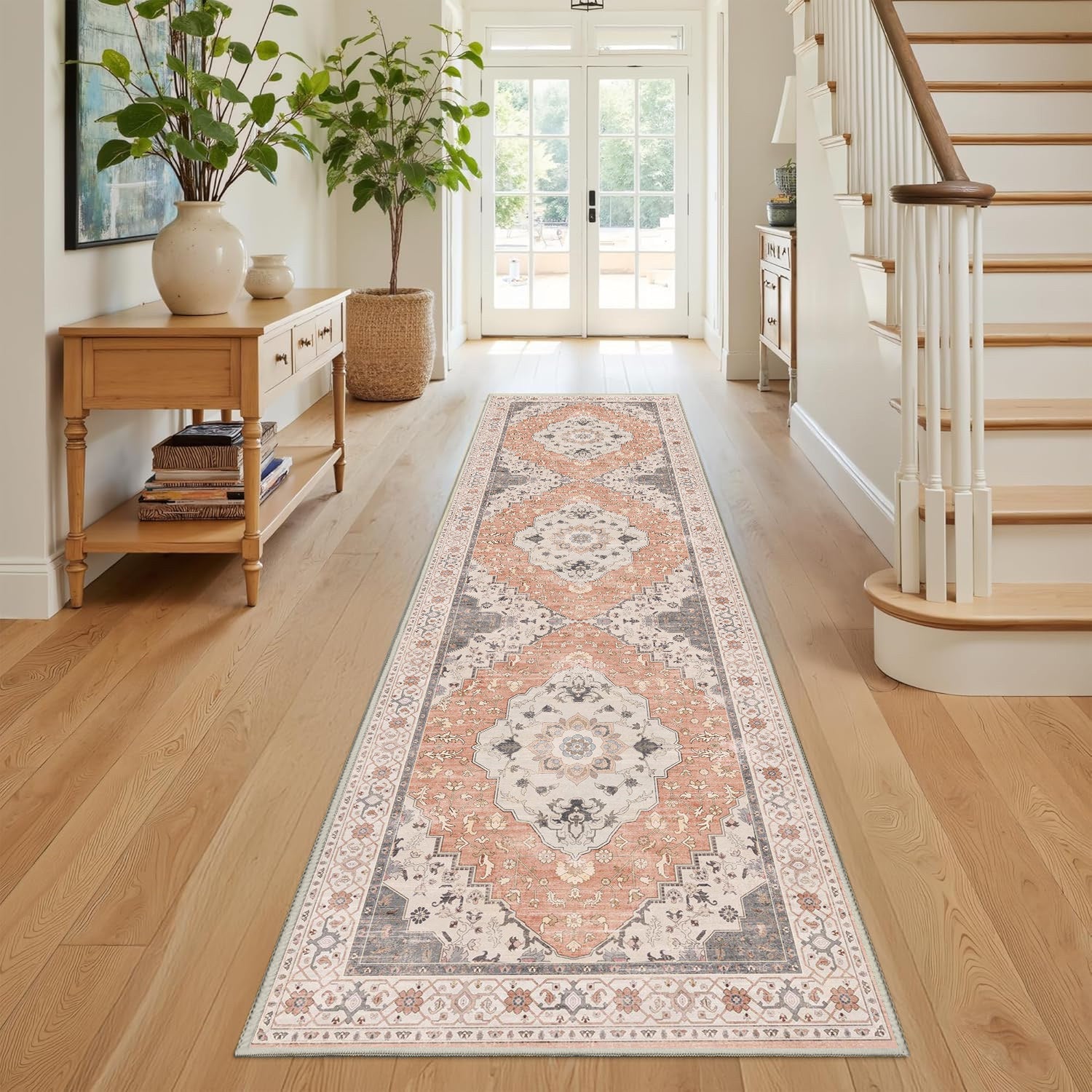Sabrina Blush Medallion runner rug, 80 x 300 cm