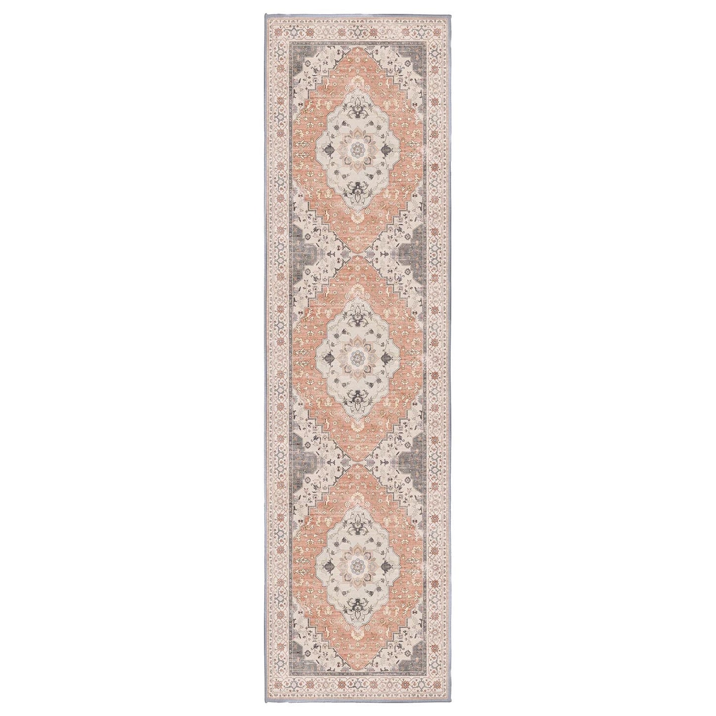 Sabrina Blush Medallion runner rug, 80 x 300 cm, in a hallway