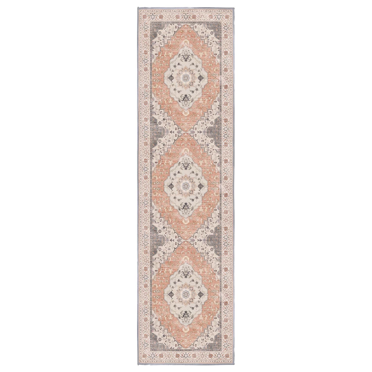 Sabrina Blush Medallion runner rug, 80 x 300 cm, in a hallway