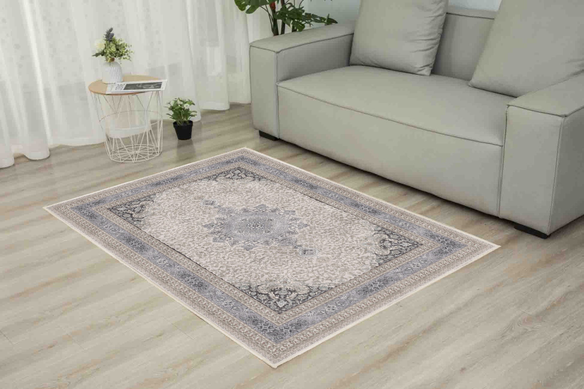 Sabrina Silver Classic rug in a living room
