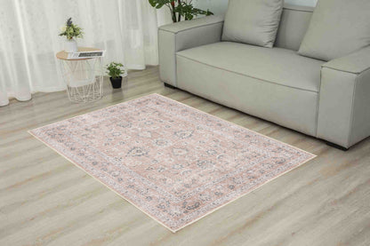 Sabrina Washed Rose rug in a living room