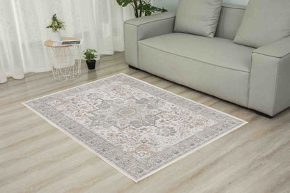 Sabrina Misty Grey rug in a living room