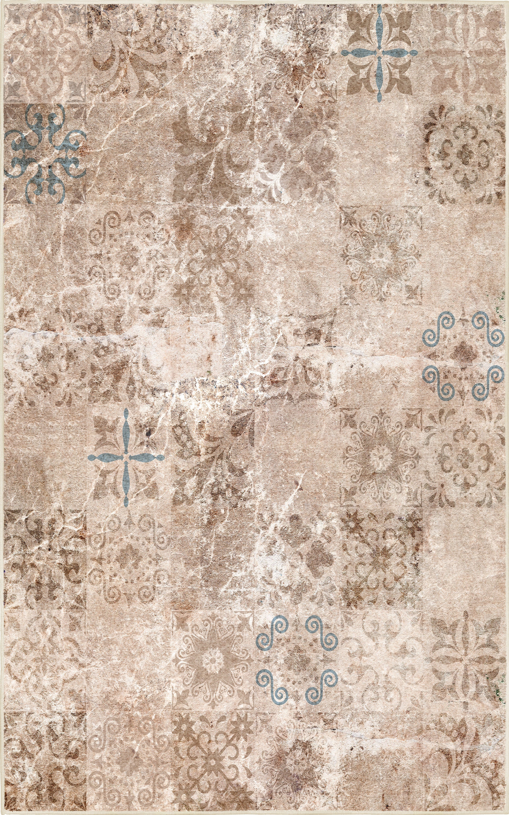 Tello Faded Patchwork rug — full design
