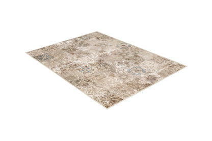Tello Faded Patchwork rug, angled view