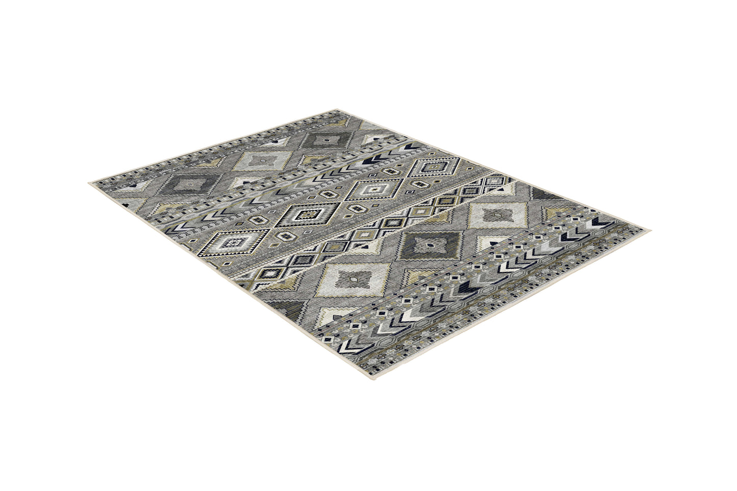 Tello Tribal Bands rug, angled view