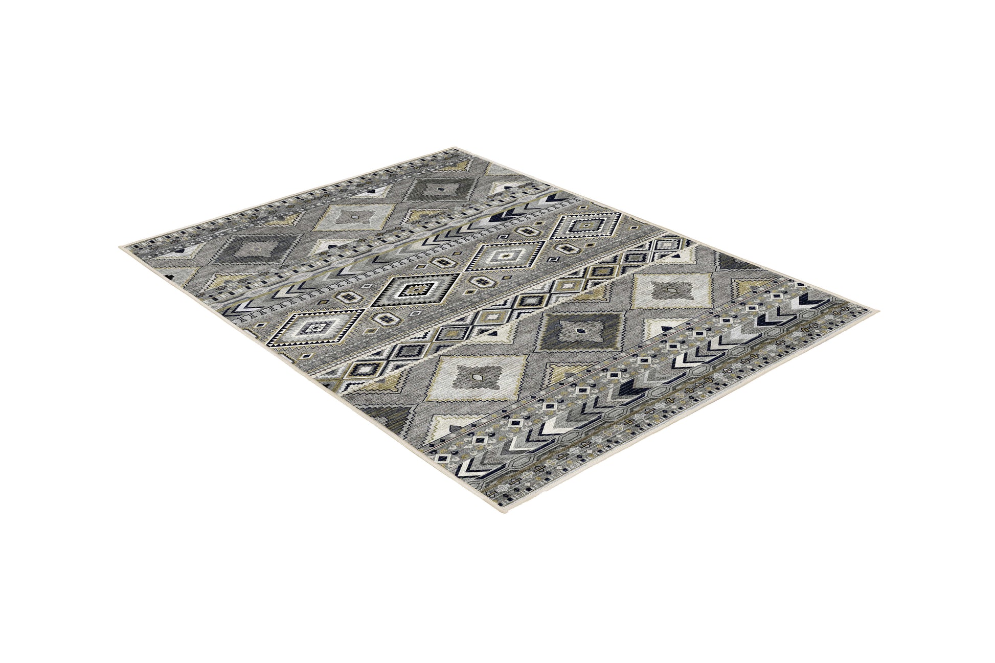 Tello Tribal Bands rug, angled view