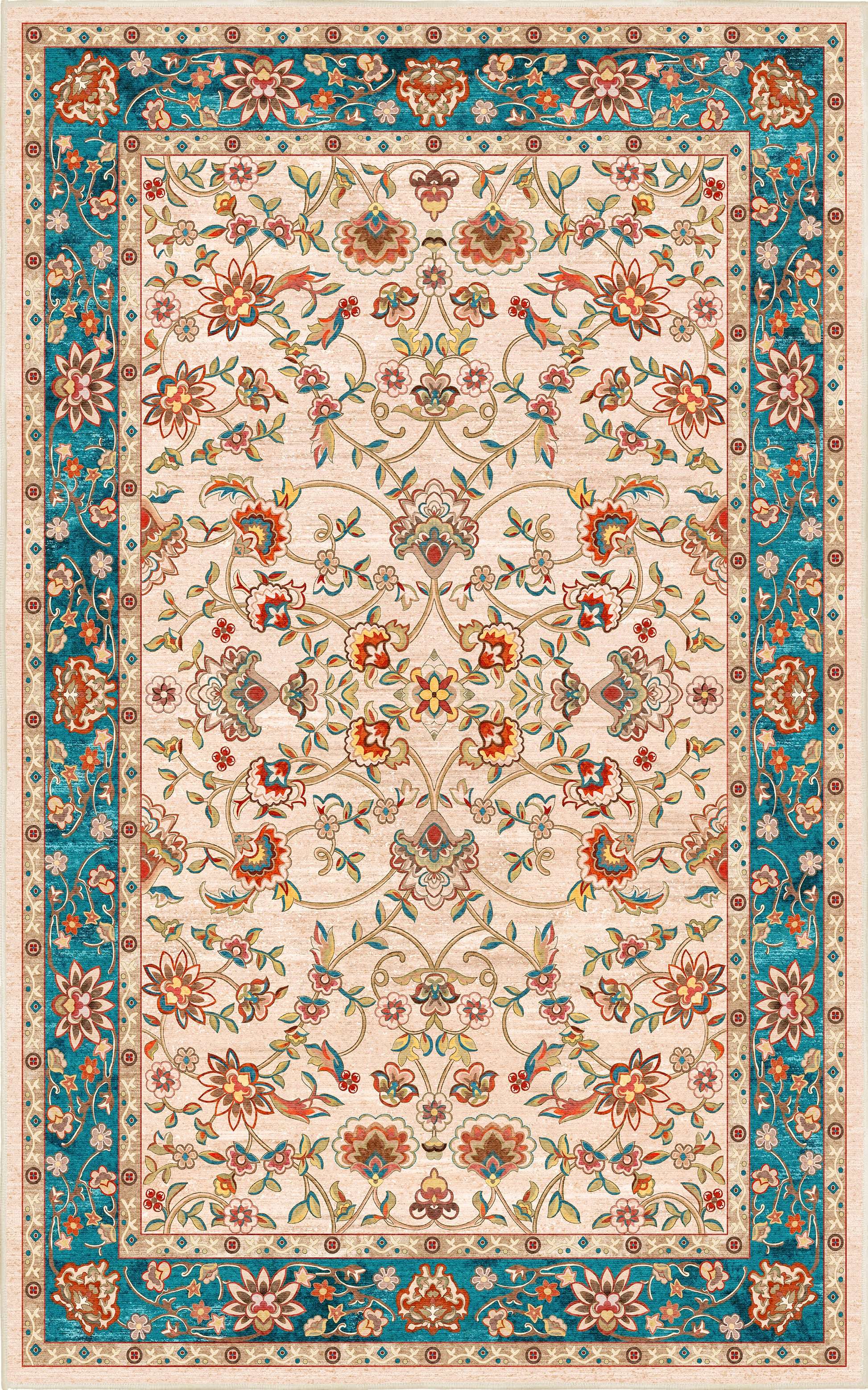 Tello Persian Teal rug — full design