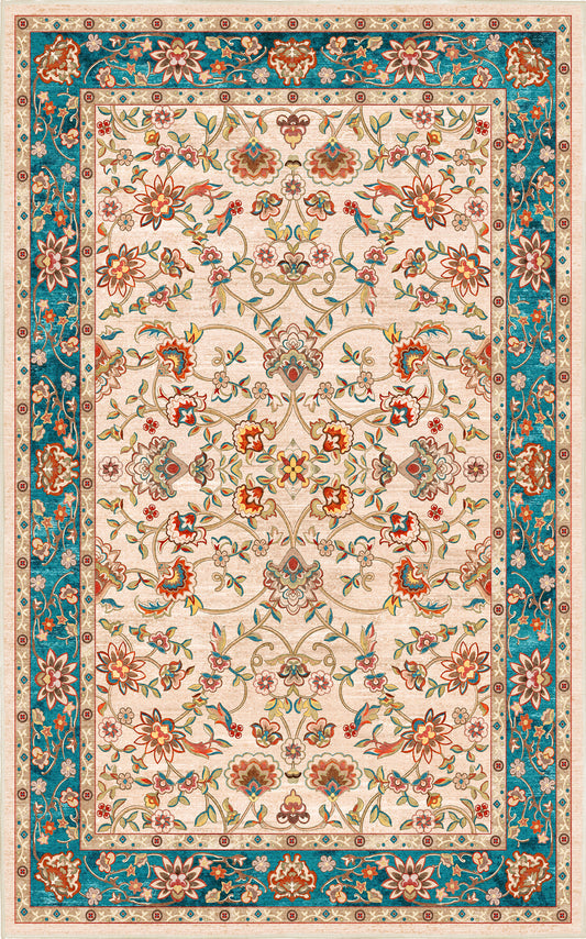 Tello Persian Teal rug — full design
