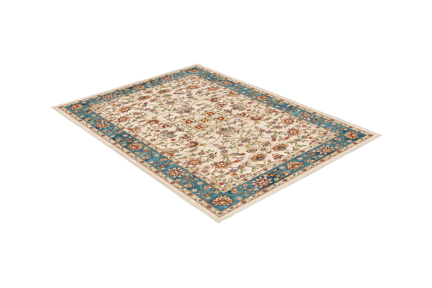 Tello Persian Teal rug, angled view