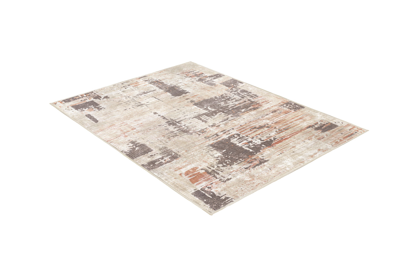Torino Abstract Terracotta rug, angled view