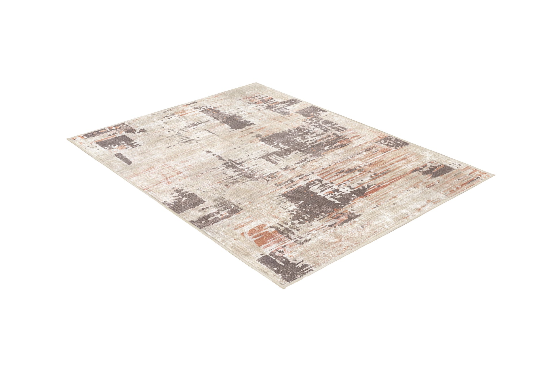 Torino Abstract Terracotta rug, angled view
