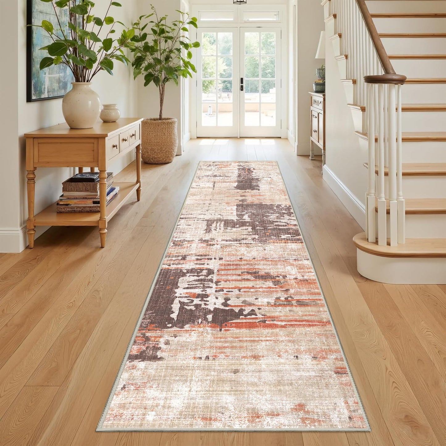 Torino Abstract Terracotta runner rug, 80 x 300 cm