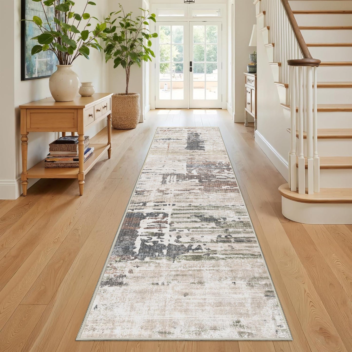 Torino Abstract Sage runner rug, 80 x 300 cm