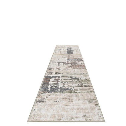 Torino Abstract Sage runner rug, 80 x 300 cm, angled