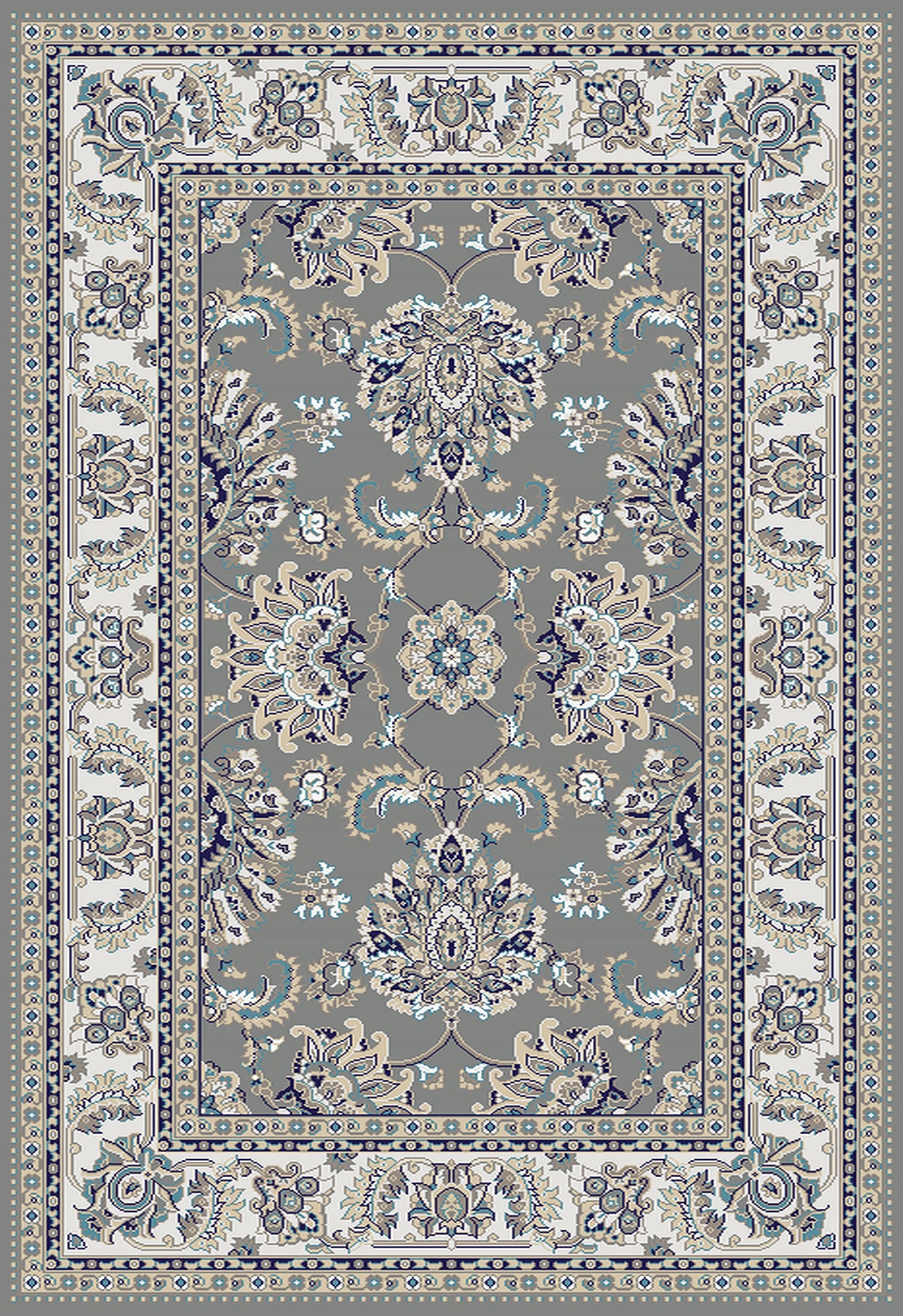 Kashmar Floral Garden Silver Grey