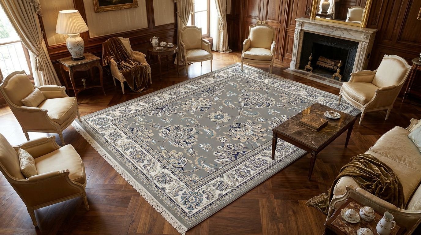 Kashmar Floral Garden Silver Grey